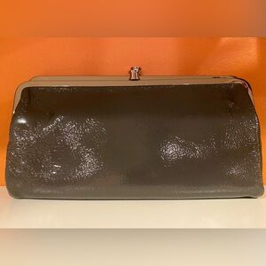 HOBO Int'l Vintage Dark Grey Genuine Patent Leather 'Lauren' Wallet/Clutch